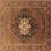 Square Oriental Brown Industrial Rug, urb1198brn