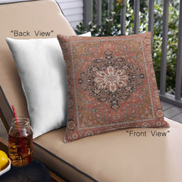 Front View of Mid-Century Modern Urban Square Light Copper Gold Throw Pillow, 18 inch by 18 inch, pwurb1198