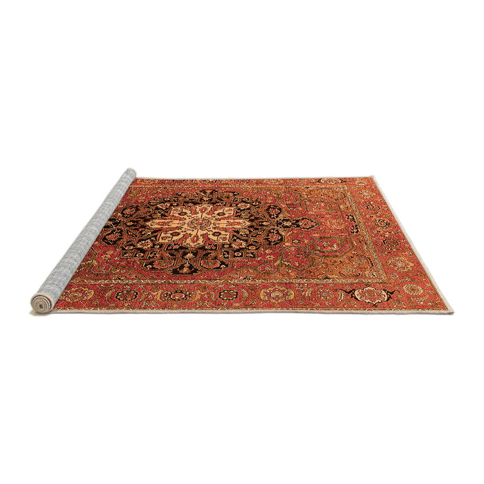 Sideview of Machine Washable Oriental Orange Industrial Area Rugs, wshurb1198org