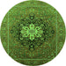 Round Oriental Green Industrial Rug, urb1198grn