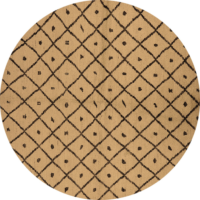 Round Solid Brown Modern Rug, urb1199brn