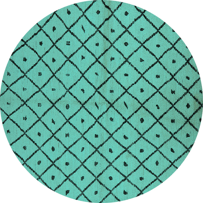 Round Machine Washable Solid Turquoise Modern Area Rugs, wshurb1199turq