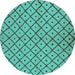 Round Machine Washable Solid Turquoise Modern Area Rugs, wshurb1199turq