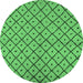 Round Machine Washable Solid Emerald Green Modern Area Rugs, wshurb1199emgrn