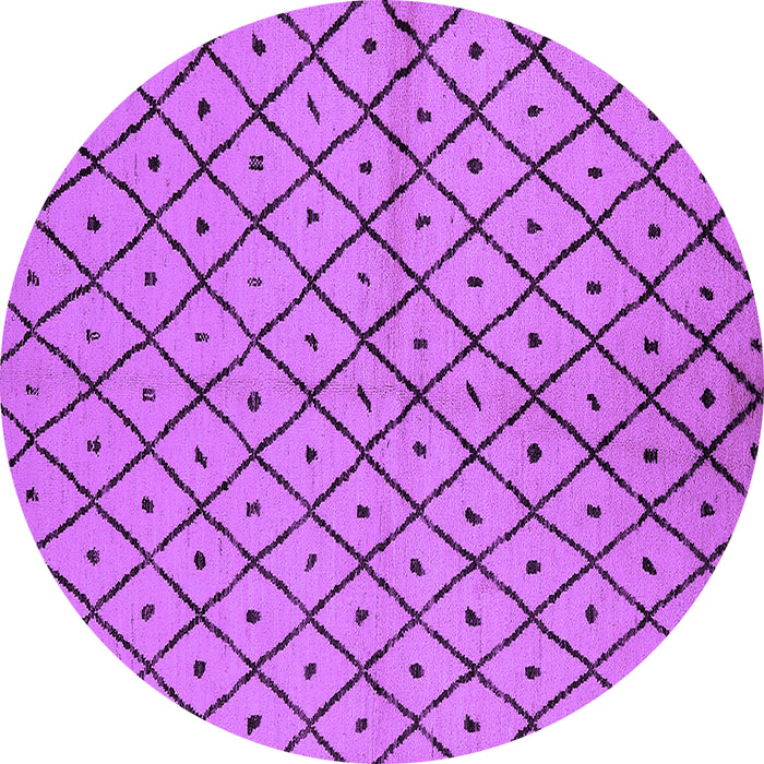Round Machine Washable Solid Purple Modern Area Rugs, wshurb1199pur