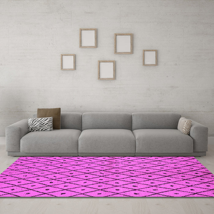 Machine Washable Solid Pink Modern Rug in a Living Room, wshurb1199pnk