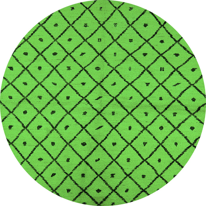Round Machine Washable Solid Green Modern Area Rugs, wshurb1199grn