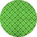 Round Machine Washable Solid Green Modern Area Rugs, wshurb1199grn