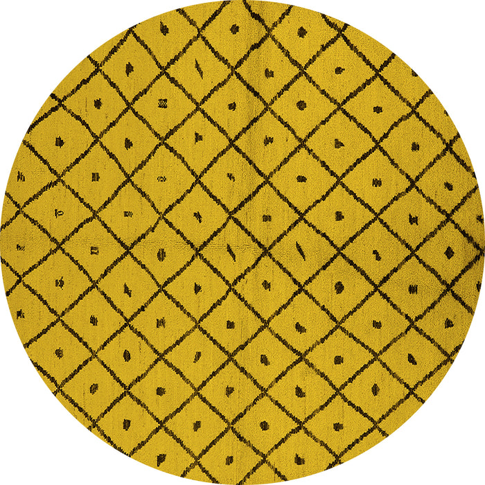 Round Machine Washable Solid Yellow Modern Rug, wshurb1199yw
