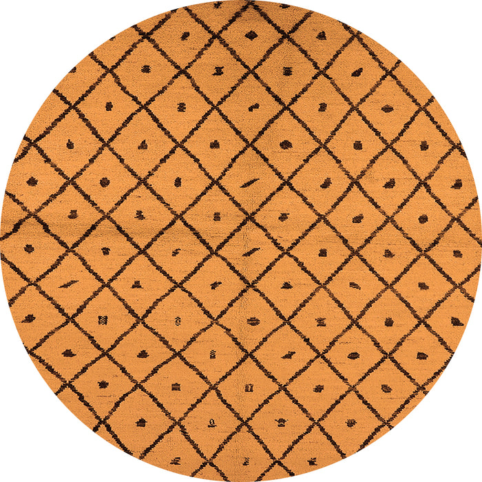 Round Solid Orange Modern Rug, urb1199org
