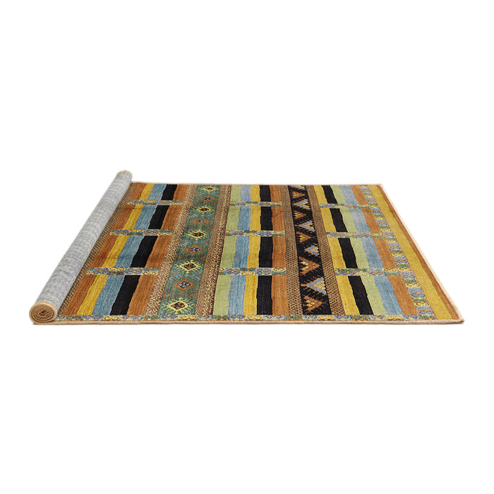 Sideview of Machine Washable Industrial Modern Brass Green Rug, wshurb1200