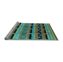 Sideview of Machine Washable Oriental Light Blue Industrial Rug, wshurb1200lblu