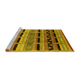 Sideview of Machine Washable Oriental Yellow Industrial Rug, wshurb1200yw