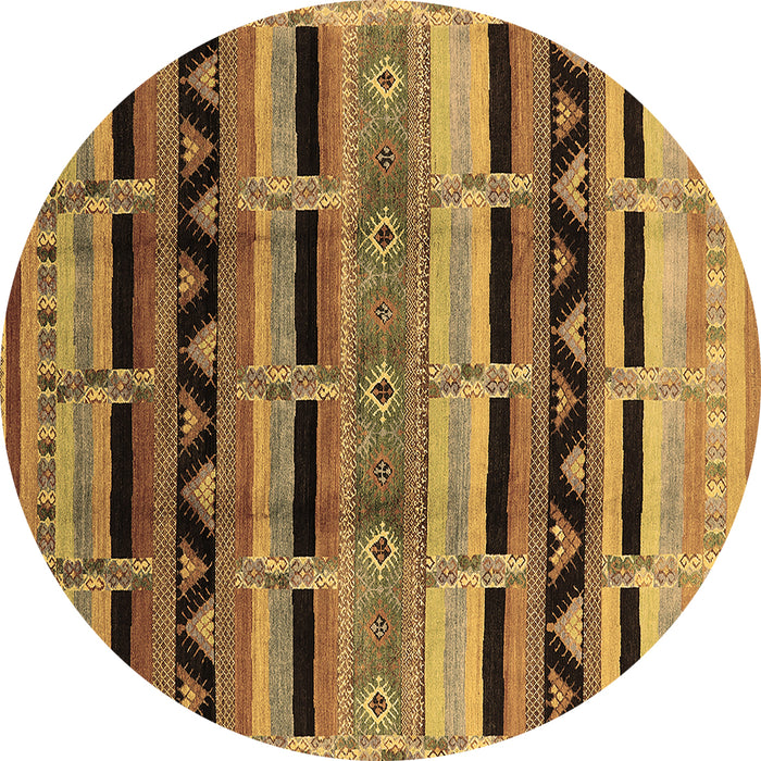 Round Machine Washable Oriental Brown Industrial Rug, wshurb1200brn