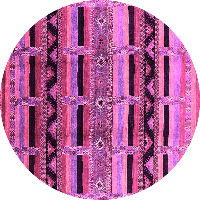 Round Machine Washable Oriental Pink Industrial Rug, wshurb1200pnk