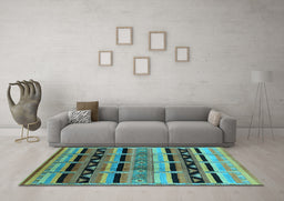 Machine Washable Oriental Light Blue Industrial Rug in a Living Room, wshurb1200lblu