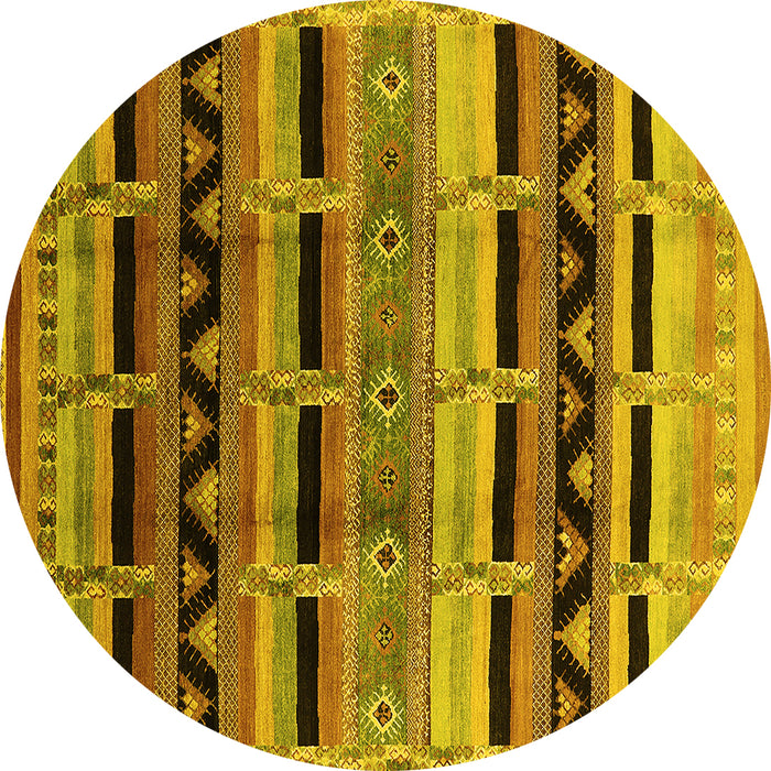 Round Oriental Yellow Industrial Rug, urb1200yw