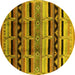 Round Oriental Yellow Industrial Rug, urb1200yw