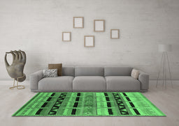 Machine Washable Oriental Emerald Green Industrial Area Rugs in a Living Room,, wshurb1200emgrn