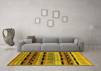 Machine Washable Oriental Yellow Industrial Rug, wshurb1200yw