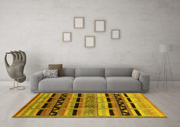 Machine Washable Oriental Yellow Industrial Rug in a Living Room, wshurb1200yw
