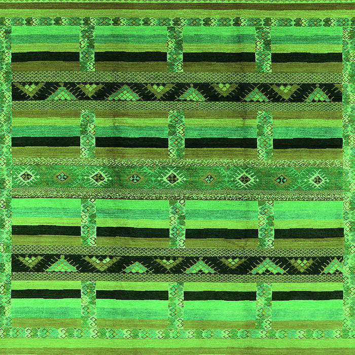 Square Machine Washable Oriental Green Industrial Area Rugs, wshurb1200grn
