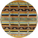 Round Mid-Century Modern Copper Green Oriental Rug, urb1200