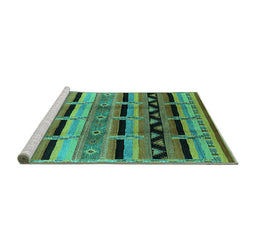 Sideview of Machine Washable Oriental Turquoise Industrial Area Rugs, wshurb1200turq