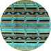 Round Oriental Light Blue Industrial Rug, urb1200lblu