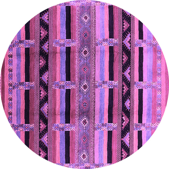 Round Machine Washable Oriental Purple Industrial Area Rugs, wshurb1200pur