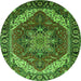 Round Persian Green Traditional Rug, urb1201grn