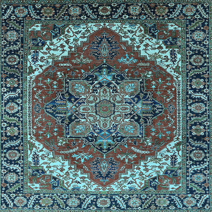 Square Persian Light Blue Traditional Rug, urb1201lblu