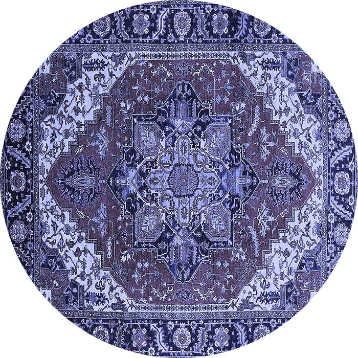 Round Persian Blue Traditional Rug, urb1201blu