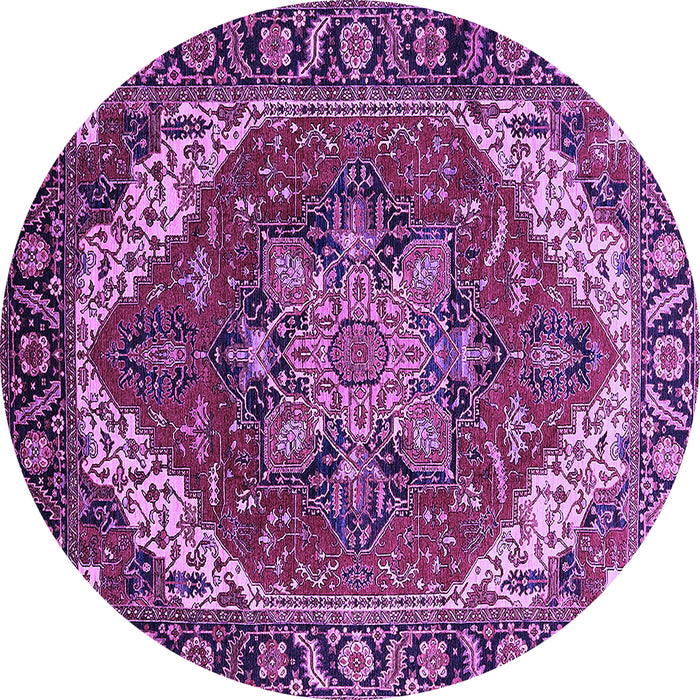 Round Persian Purple Traditional Rug, urb1201pur