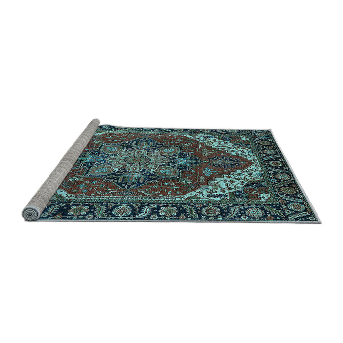 Sideview of Machine Washable Persian Light Blue Traditional Rug, wshurb1201lblu