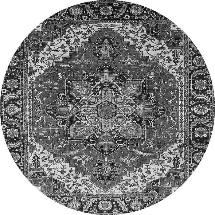 Round Persian Gray Traditional Rug, urb1201gry