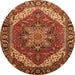 Round Machine Washable Persian Orange Traditional Area Rugs, wshurb1201org