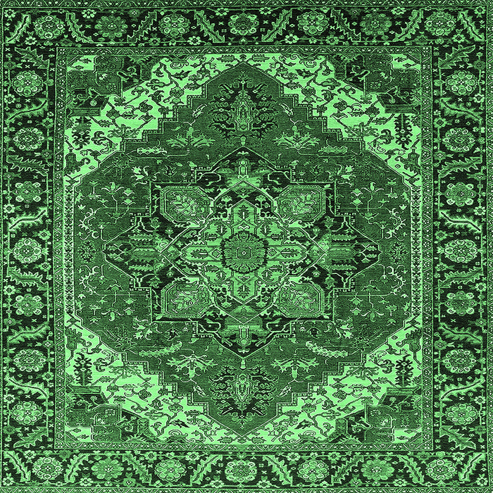 Square Persian Emerald Green Traditional Rug, urb1201emgrn