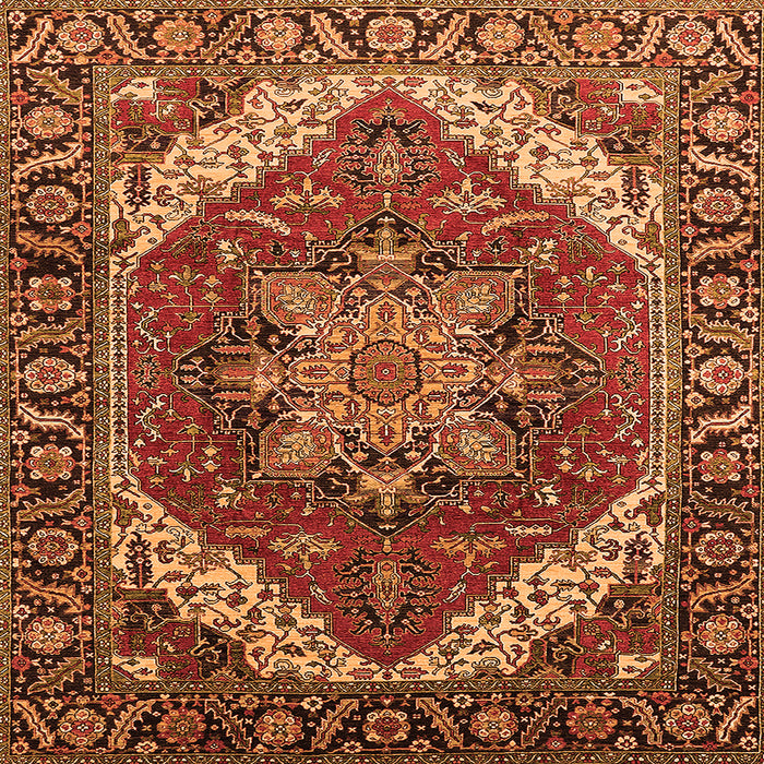 Square Persian Orange Traditional Rug, urb1201org