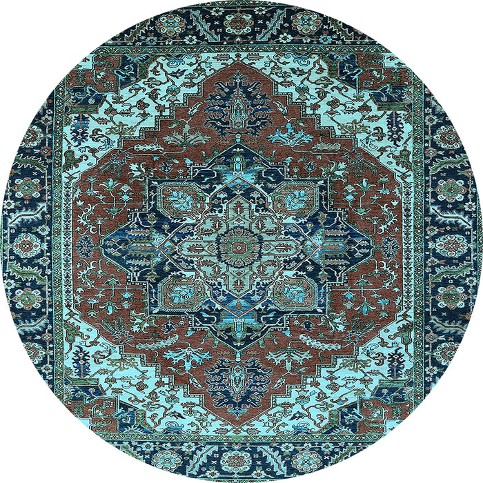 Round Persian Light Blue Traditional Rug, urb1201lblu