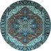 Round Persian Light Blue Traditional Rug, urb1201lblu