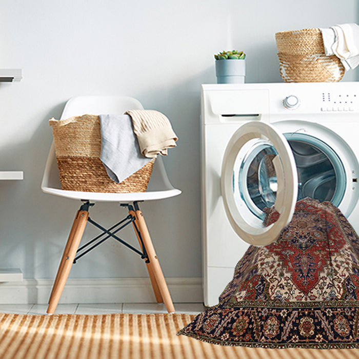 Machine Washable Industrial Modern Camel Brown Rug in a Washing Machine, wshurb1201