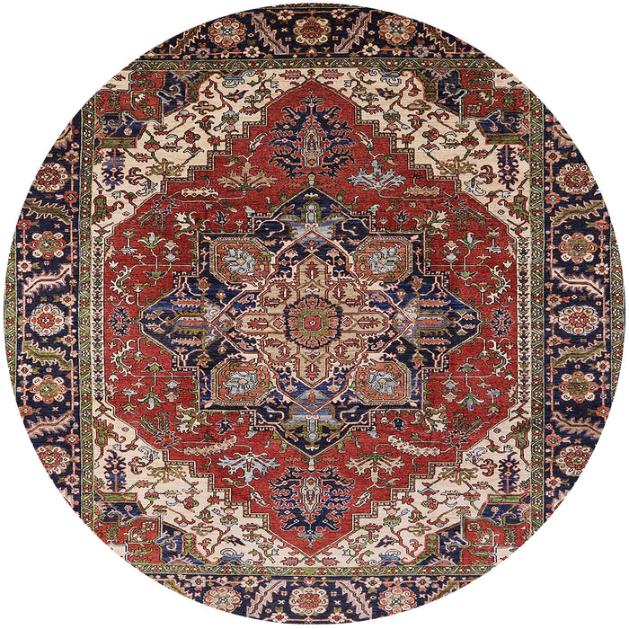 Round Mid-Century Modern Camel Brown Persian Rug, urb1201