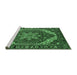 Sideview of Machine Washable Persian Emerald Green Traditional Area Rugs, wshurb1201emgrn