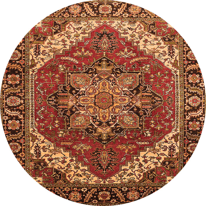 Round Persian Orange Traditional Rug, urb1201org