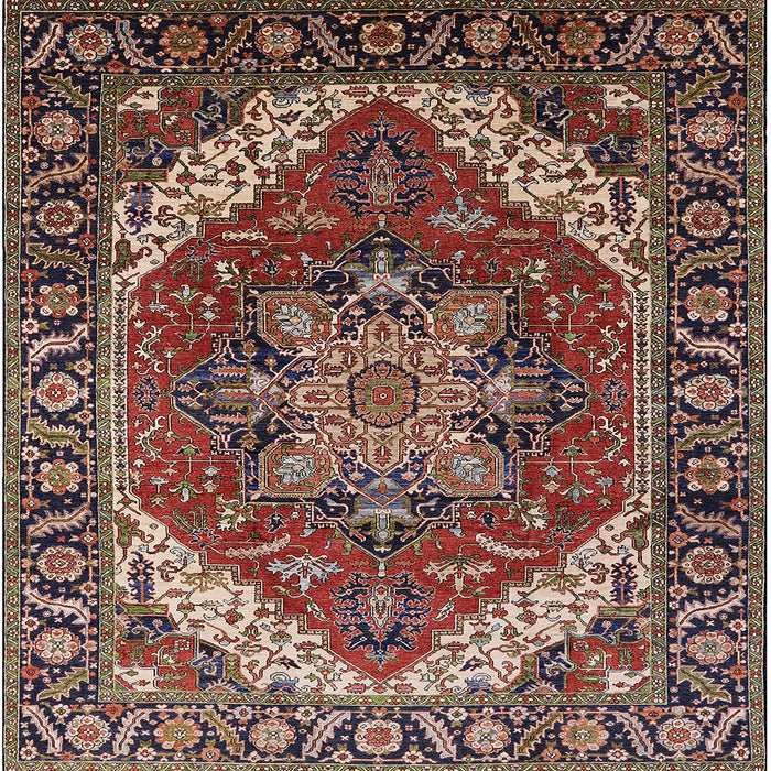 Square Mid-Century Modern Camel Brown Persian Rug, urb1201