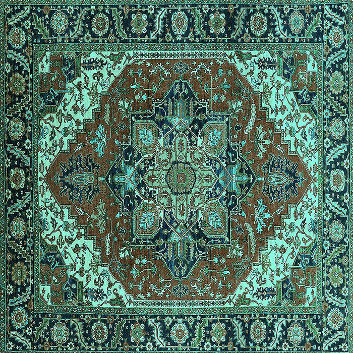 Square Persian Turquoise Traditional Rug, urb1201turq