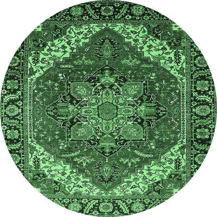 Round Persian Emerald Green Traditional Rug, urb1201emgrn
