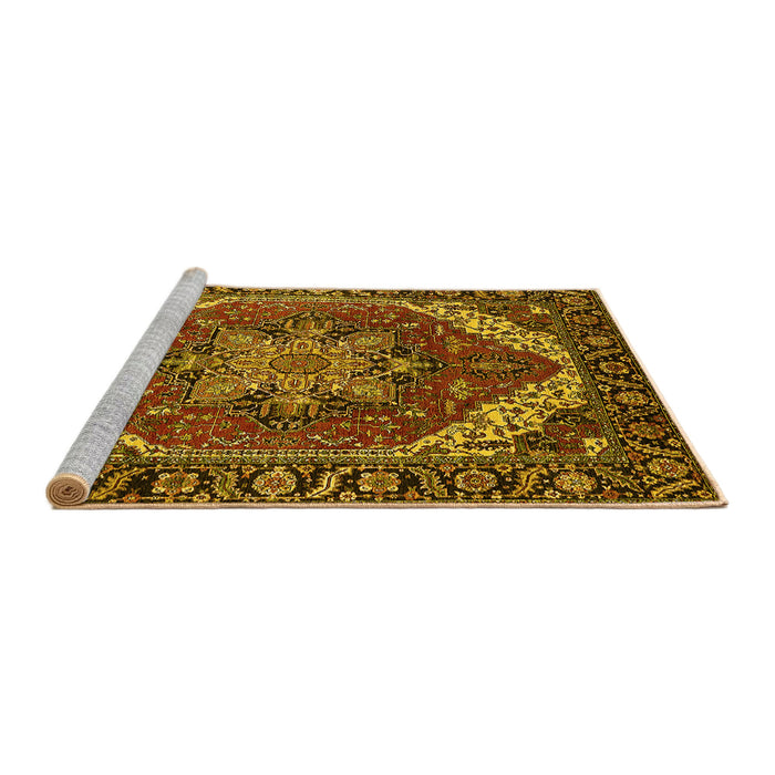 Sideview of Machine Washable Persian Yellow Traditional Rug, wshurb1201yw