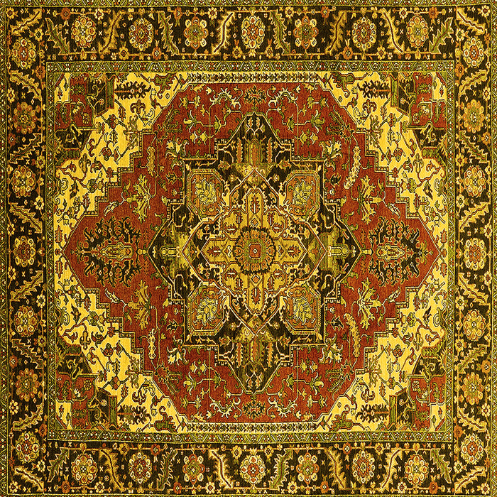 Square Persian Yellow Traditional Rug, urb1201yw